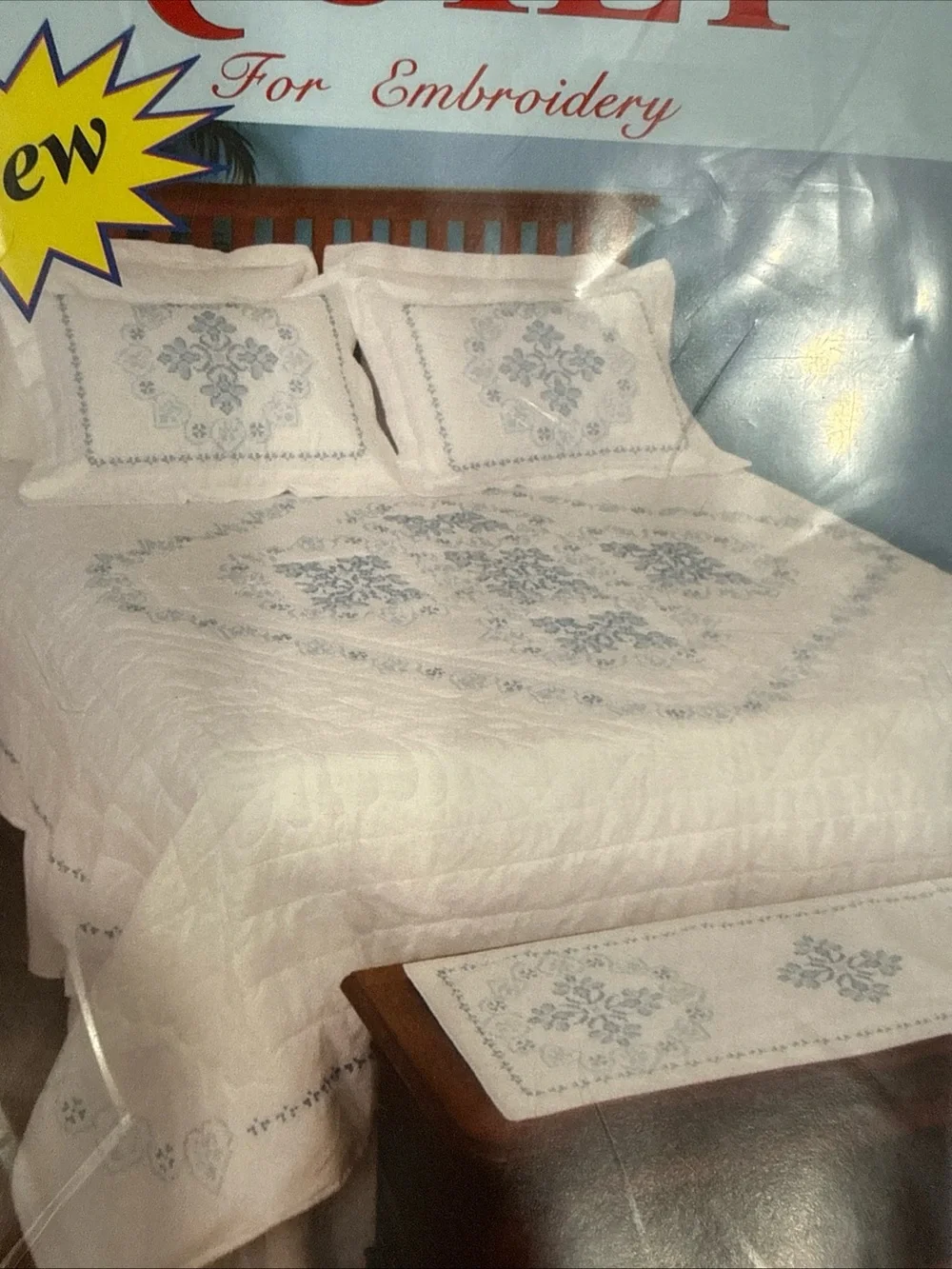 Vtg Jack Dempsey Needle Art XX Americana Quilt Top & 2 Matching Pillow Shams NOS